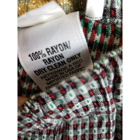 MARISA CHRISTINA WOMEN'S sz large red green checks Pleated Midi Skirt elastic - Picture 4 of 8